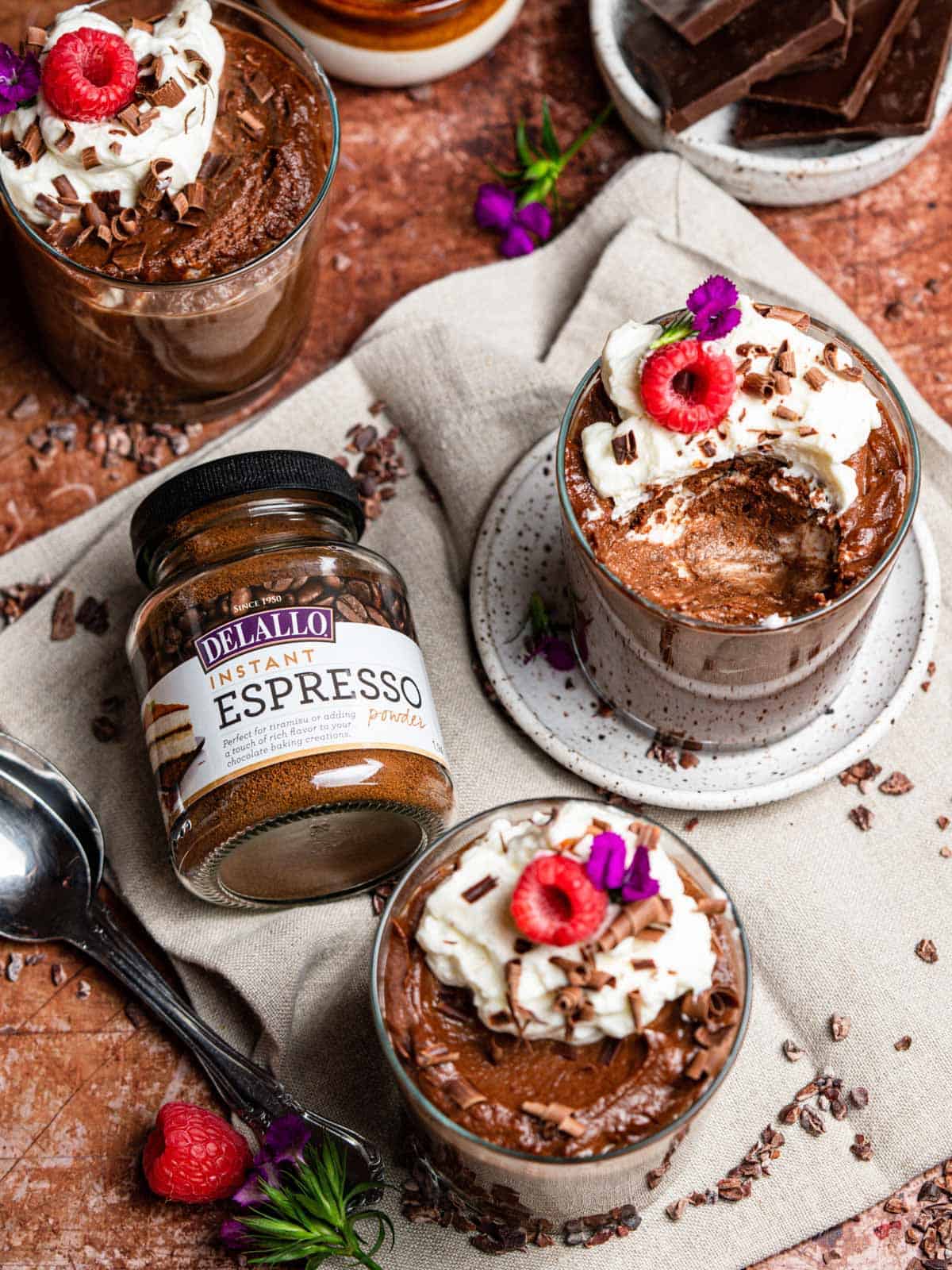 DeLallo Foods espresso powder and chocolate mascarpone mousse