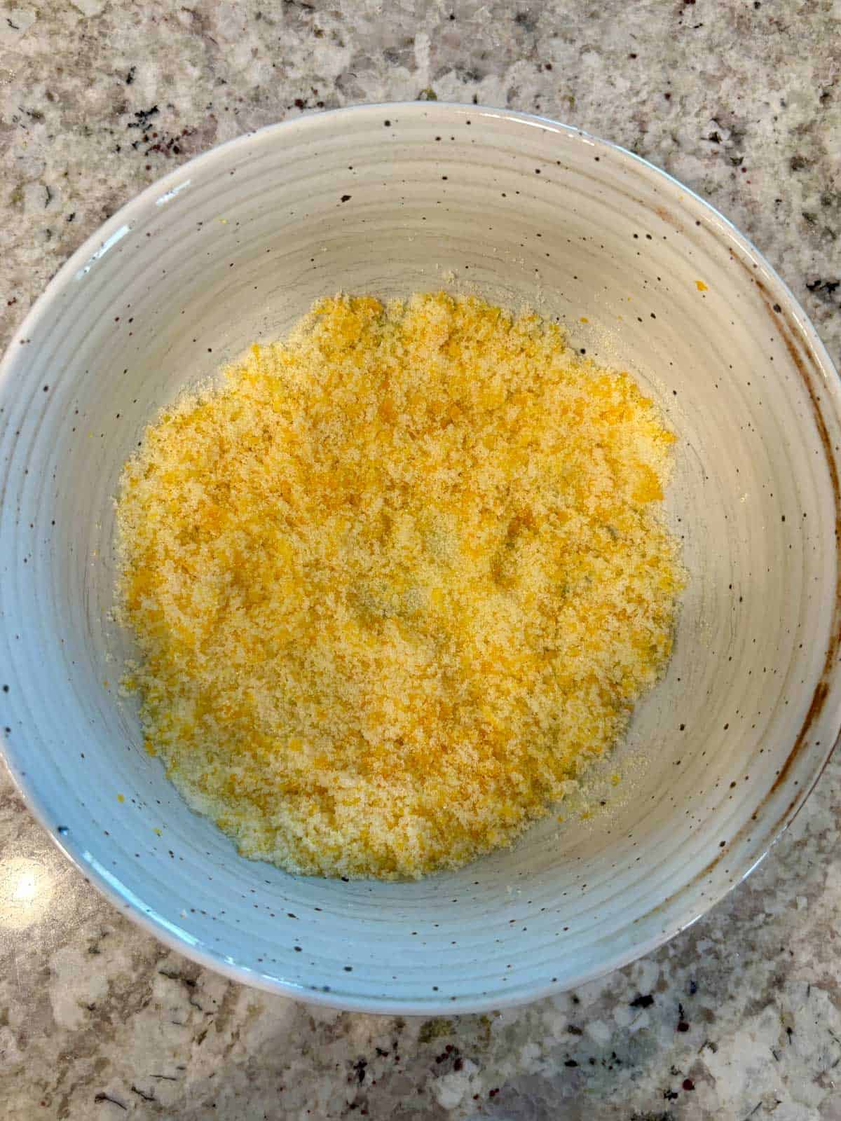 Granulated sugar mixed with the orange and lemon zest to release the citrus oils.