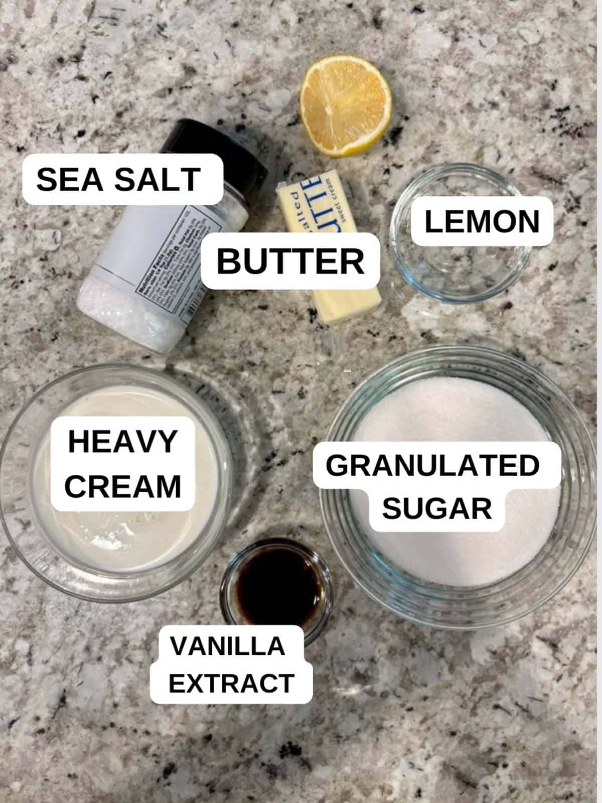 Ingredients for the recipe on the counter ready to be used.